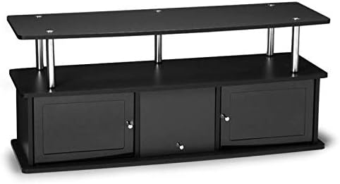 47 TV Stand with 3 Storage Cabinets in Cherry/Black and Stainless Steel Clad Finish A534743