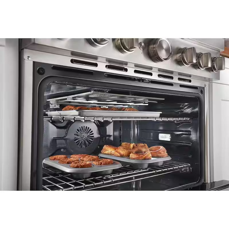 5.1 cu. ft. Dual Fuel Smart Range with 6-Burners in Misty Blue O912