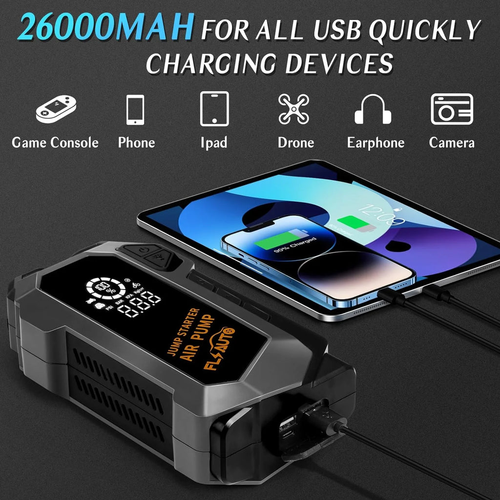 Portable 4000A Peak Car Jump Starter with 150 PSI Air Compressor U22417