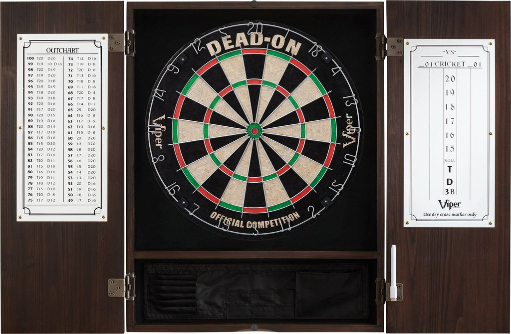 Solid Wood Cabinet & Sisal/Bristle Dartboard Set E546