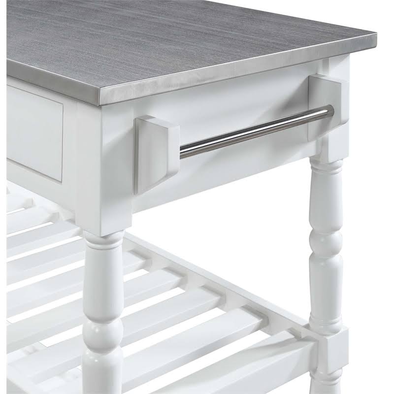 White Stainless Steel Top Kitchen Cart B854