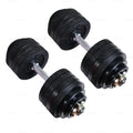 Adjustable Dumbbell Weight Set of 2 Black Cast Iron S3733