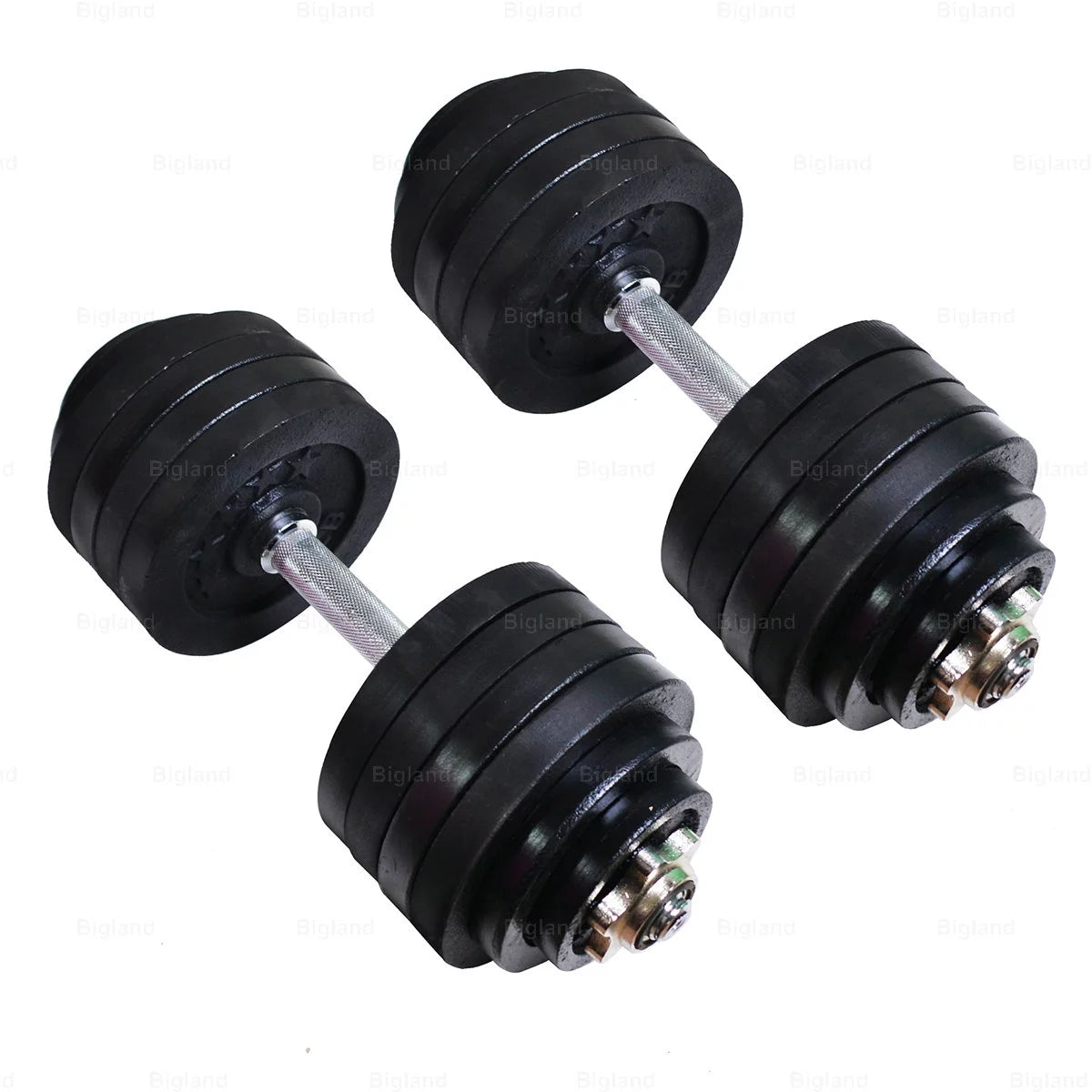 Adjustable Dumbbell Weight Set of 2 Black Cast Iron S3733