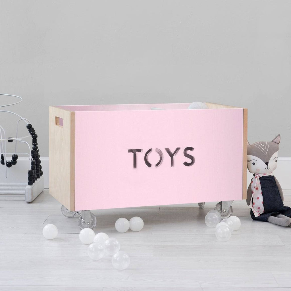 Walnut / Pacific Blue Toy Box Chest on Casters E8727