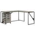 Industrial L Shaped Desk with 3 Drawer Mobile File Cabinet, 62W, Cottage White C201862