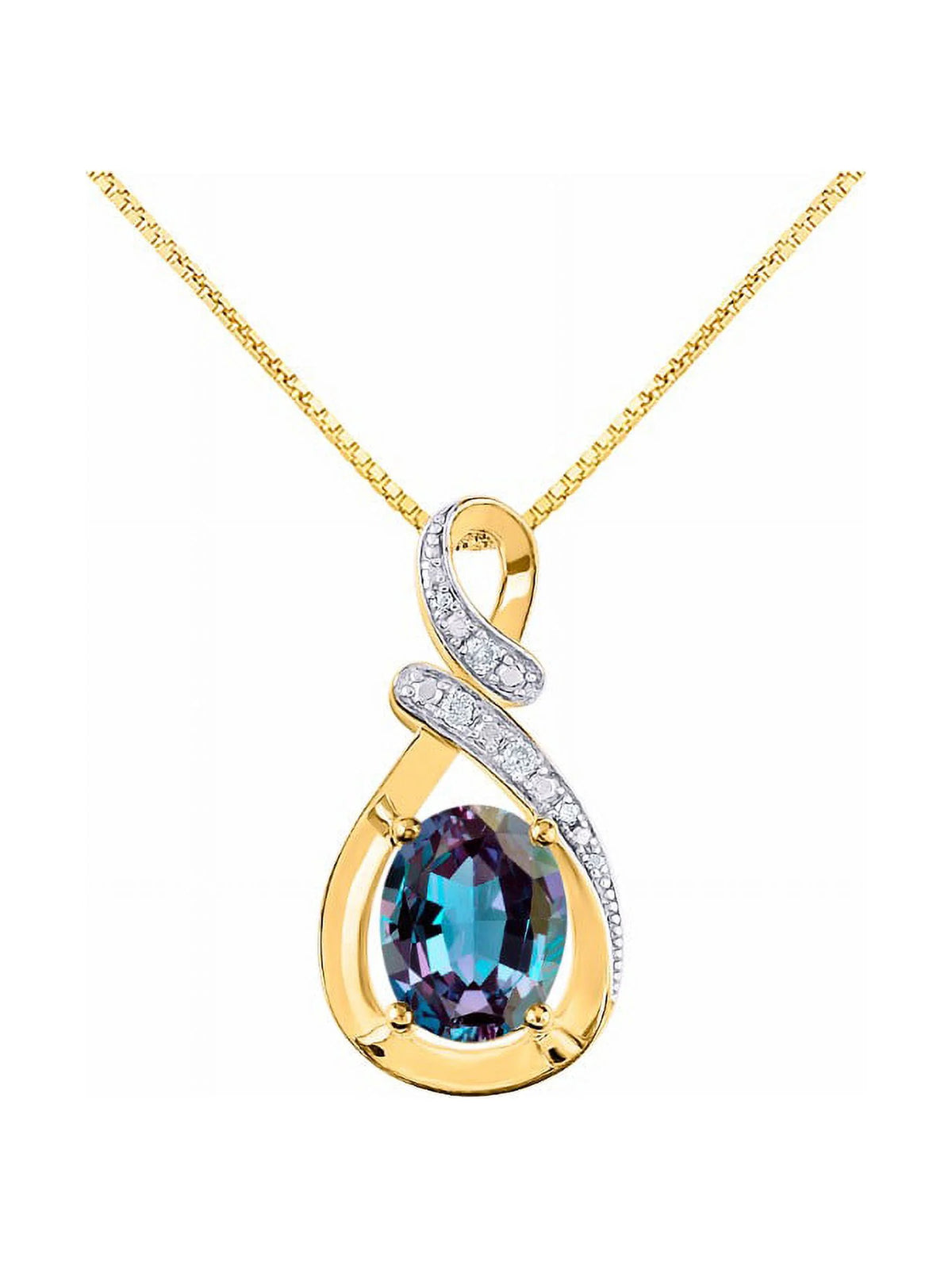 Yellow Gold Plated Love Knot Tennis Bracelet, Ring & Necklace with Alexandrite A2890