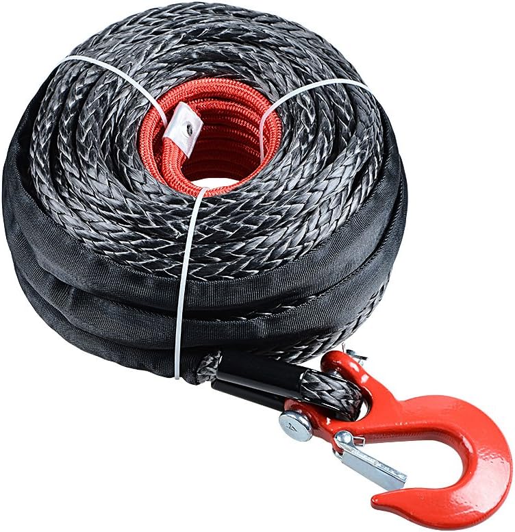 85ft x 3/8 inch Synthetic Winch Line Rope with Heat Rock Guard Z475