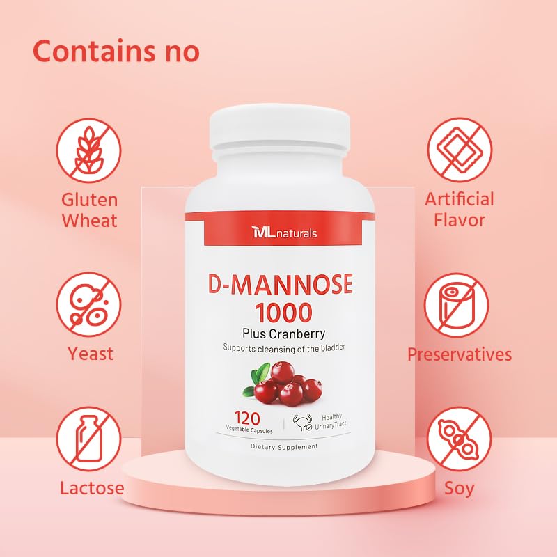 D-Mannose 1000 mg, Cranberry 2500 mg/serving, 120 Vegetable Capsule E64857