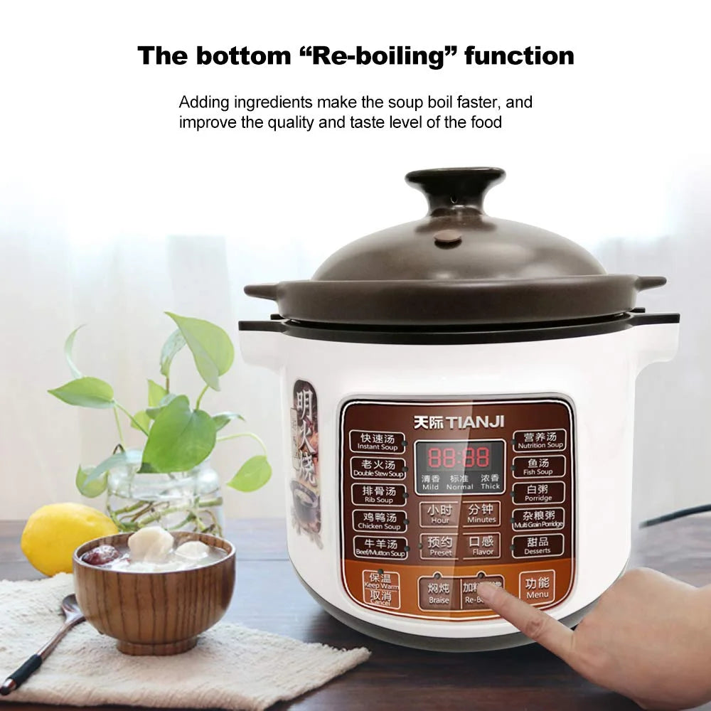 Electric Stew Pot 4L Slow Cooker Ceramic Inner Pot 120V 600W B53063