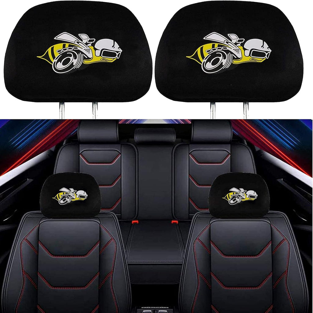2 Pack Black Fabric Headrest Covers T61502