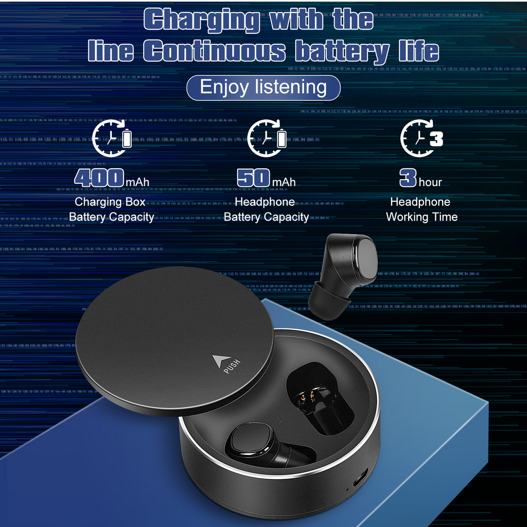 True Wireless Earbuds IPX5 Waterproof with Mic Bluetooth Headphones - Black G292405