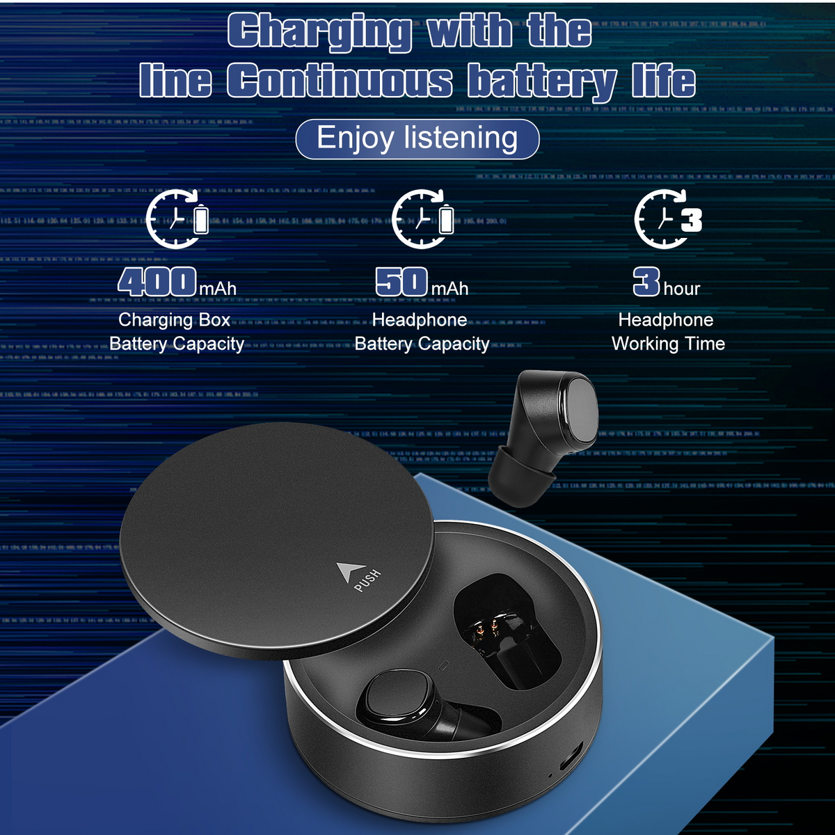 True Wireless Earbuds IPX5 Waterproof with Mic Bluetooth Headphones - Black G292405