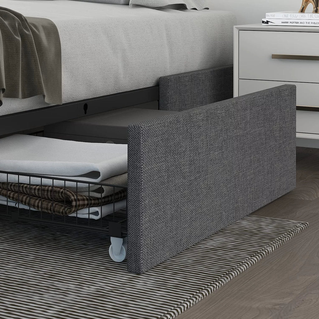 Upholstered Queen Size Bed Frame with 3 Drawers N618