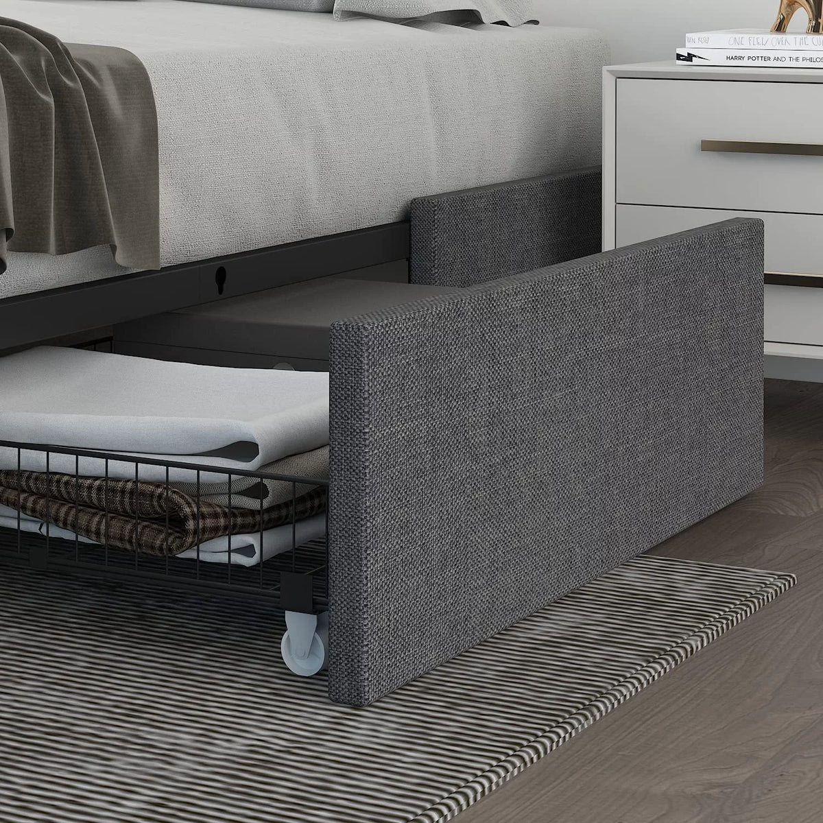 Upholstered Queen Size Bed Frame with 3 Drawers N618
