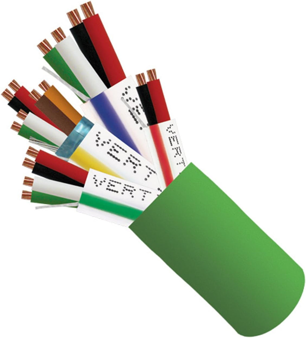 22AWG/3 Pair Shielded + 18AWG/4 Conductor + 22AWG/4 Conductor + 22AWG/2 Conductor Stranded Bare Copper Access Control Cable, Green, 500ft Spool O3900