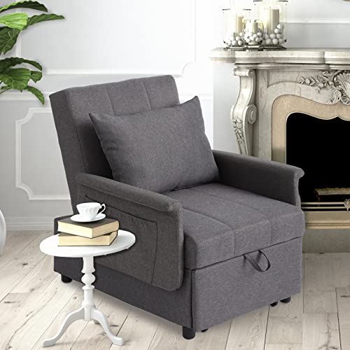 Black Sleeper Chair Bed Sofa with Pillow C309
