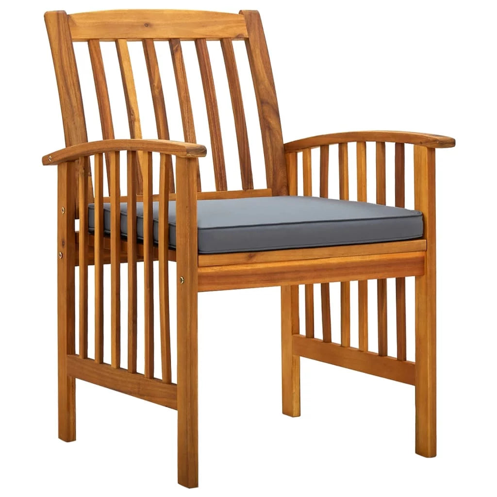 2 pcs Acacia Wood Patio Dining Chairs with Cushions Y662