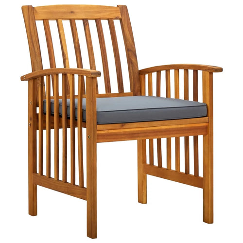 2 pcs Acacia Wood Patio Dining Chairs with Cushions Y662