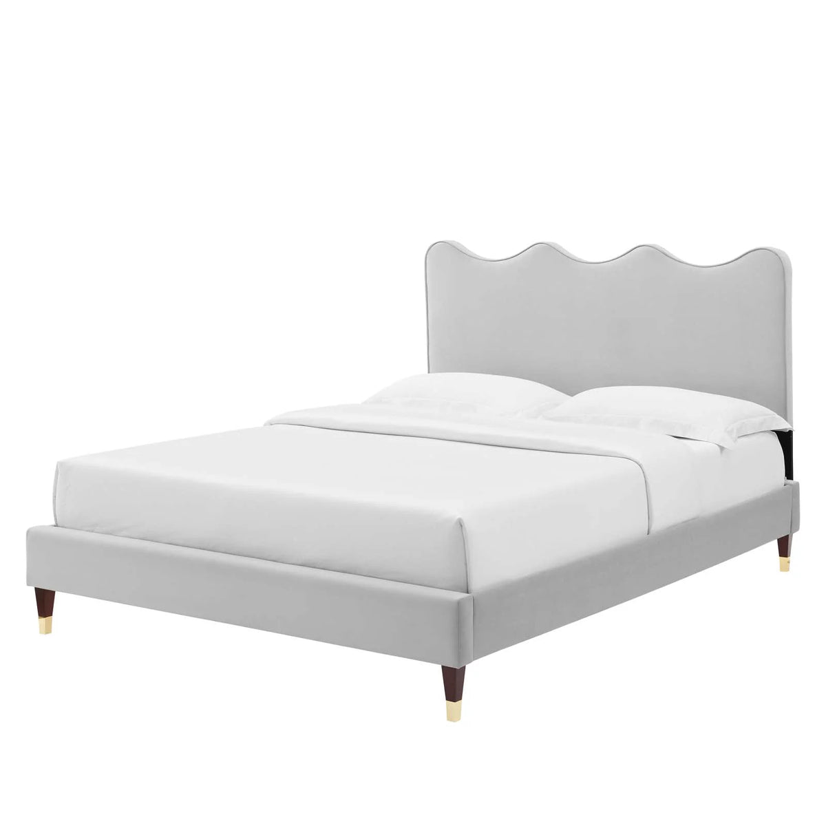 Full Size Grey Velvet Platform Bed Frame K521972