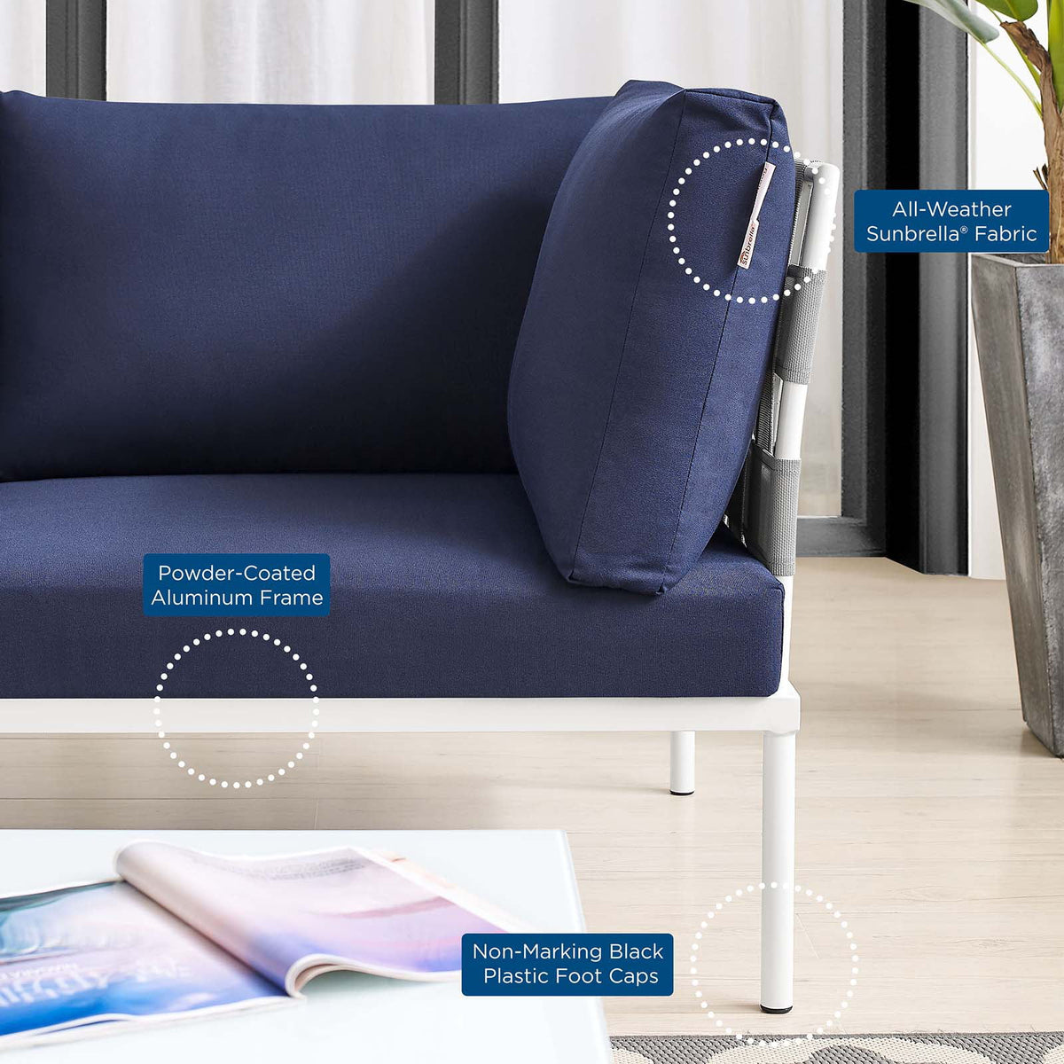 Grey Blue Navy Modern Outdoor Lounge Sofa A5061