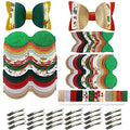 24 Set Christmas Faux Leather Hair Bows DIY Making Kit V3545