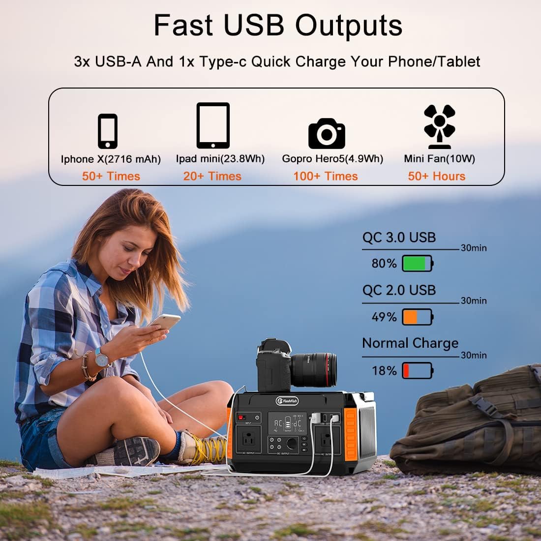 560W Portable Power Station, 520Wh/140400mAh Lithium Battery Pack with AC Outlets V791580
