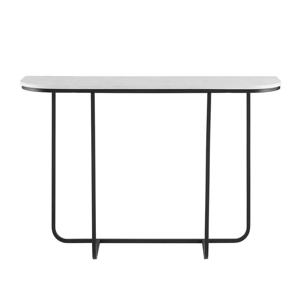 Faux White Marble Curved Console Table V361