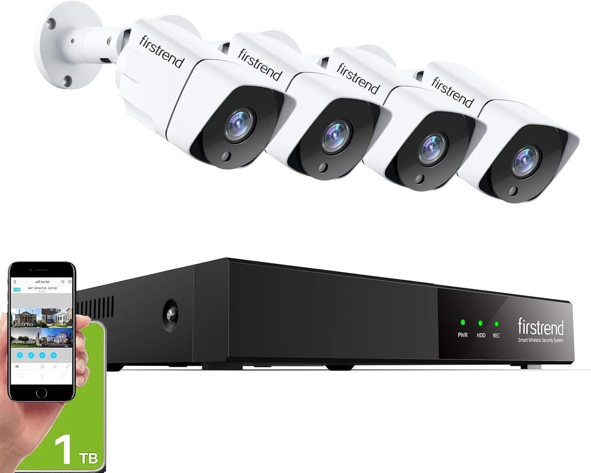 5MP PoE Security Camera System with 4 Cameras and 1TB HDD S597