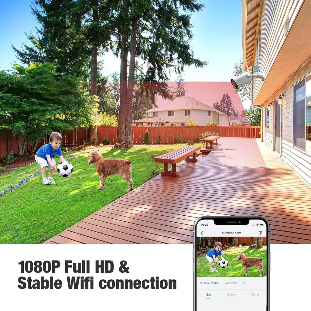Wireless Outdoor Security Camera 1080P HD Rechargeable Battery Powered WiFi L524276