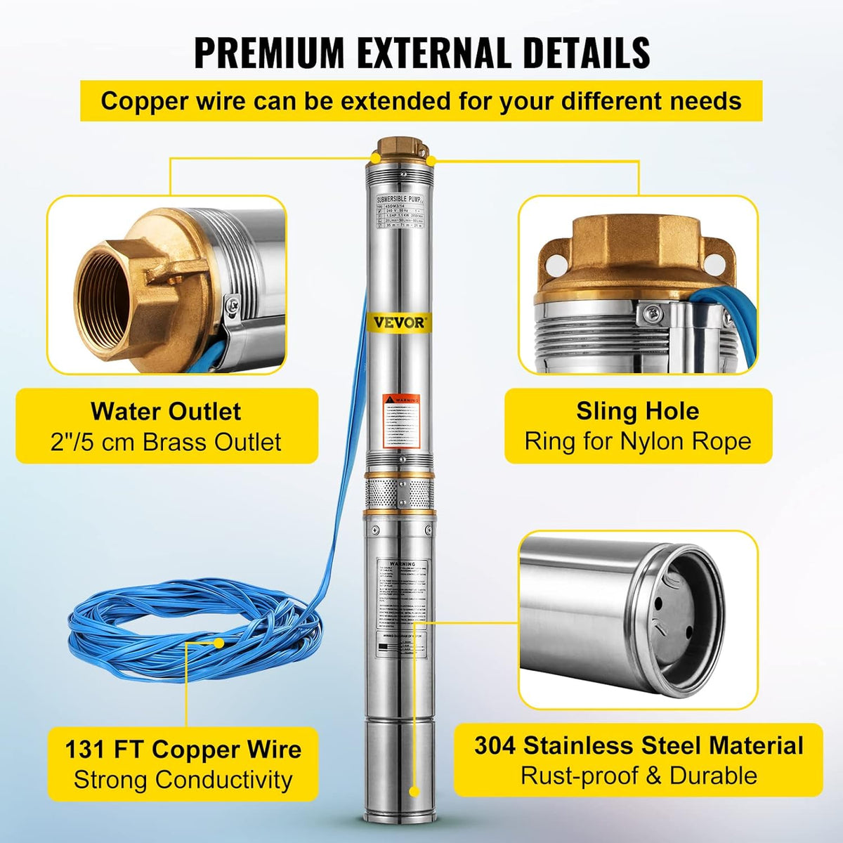 1.5 HP Stainless Steel Submersible Well Pump 24GPM G574847