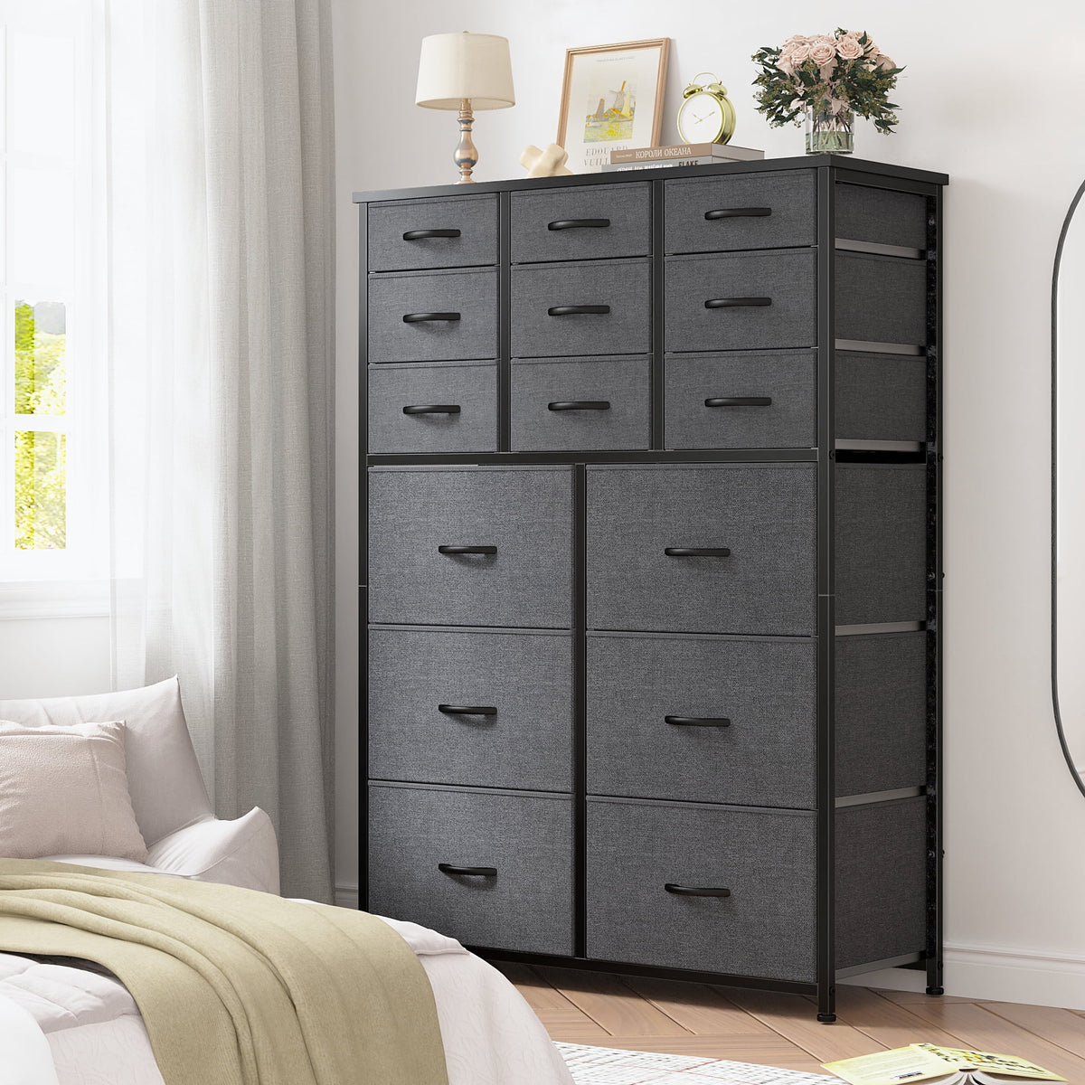 14 Drawer Charcoal Black Dresser F70326