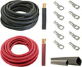 4/0 AWG 10 Feet Black + 10 Feet Red Pure Copper Ultra Flexible Cable + 5pcs 5/16 & 5pcs 3/8 Copper Cable Lug Terminal Connectors + 3 Feet Heat Shrink Tubing F933546