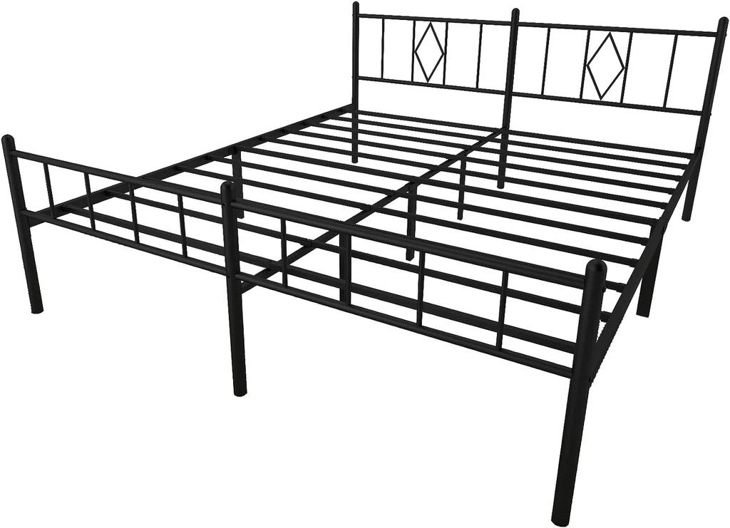 14 Inch Cal King Metal Bed Frame with Headboard and Footboard D77685