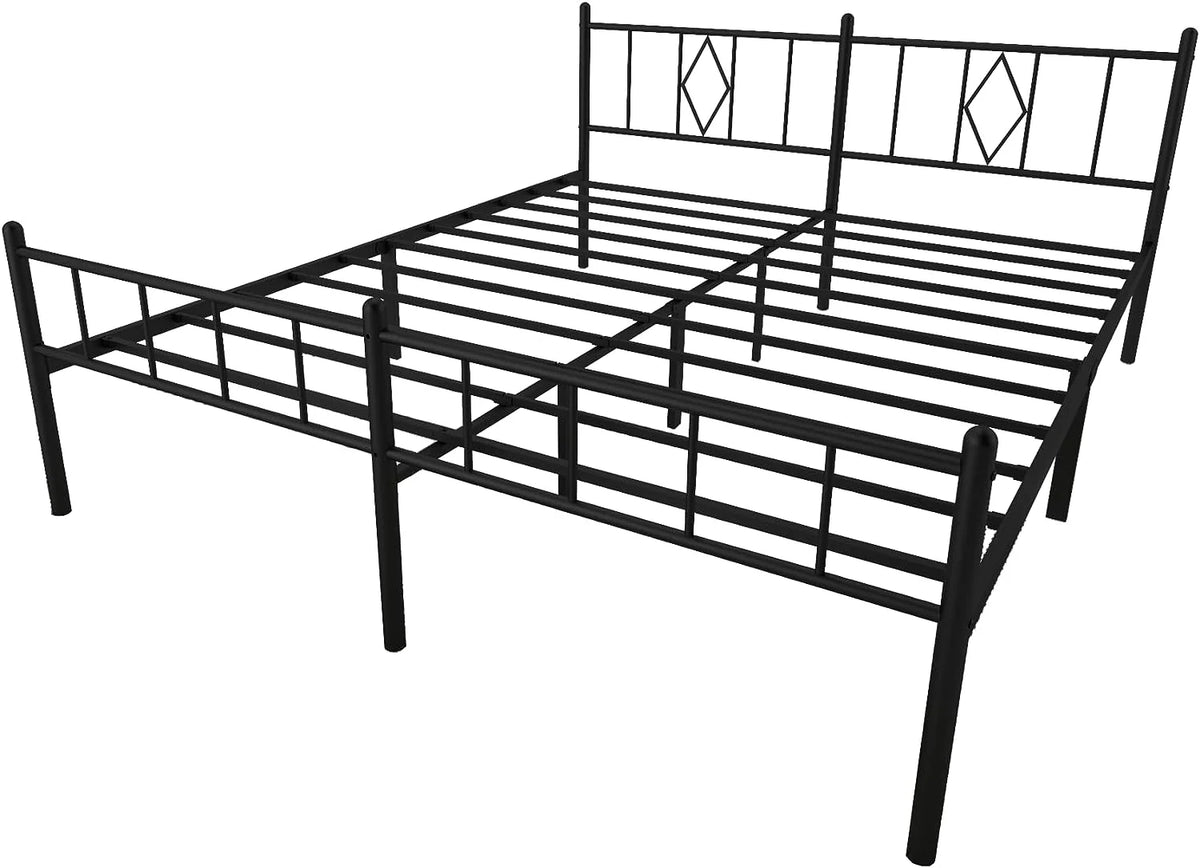 14 Inch Cal King Metal Bed Frame with Headboard and Footboard D77685