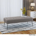 Grey Rectangle Tufted Fabric Ottoman Bench Y413390