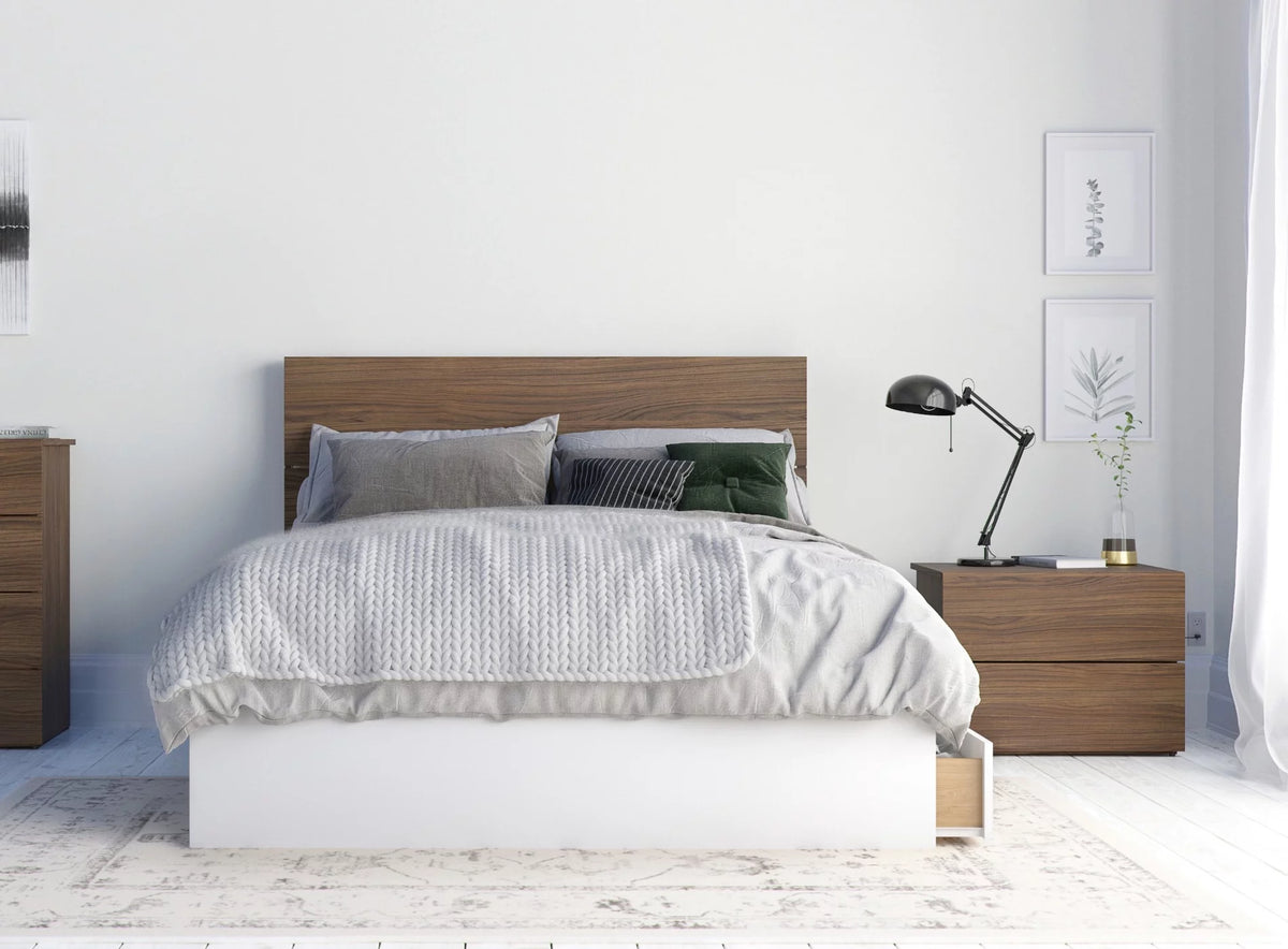 3 Piece Full Size Bedroom Set Walnut and White L593
