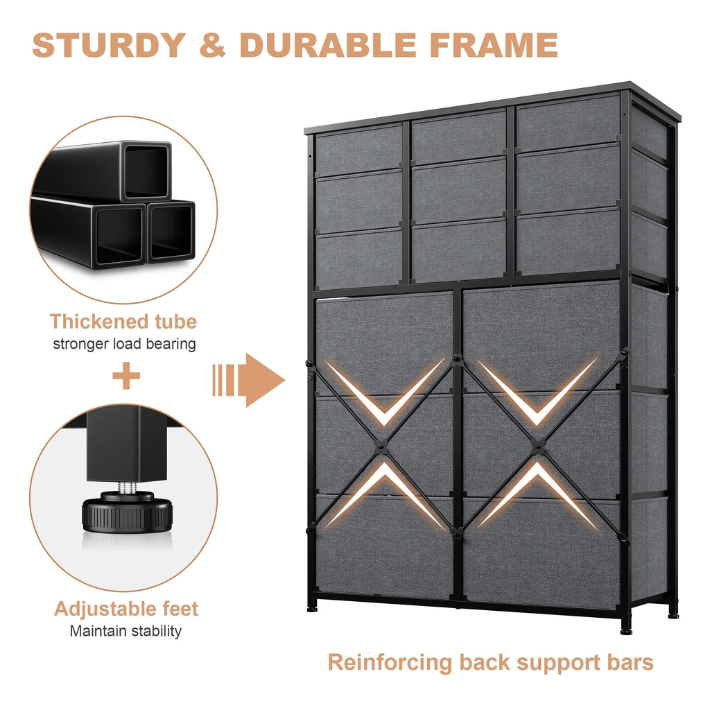14 Drawer Charcoal Black Dresser F70326