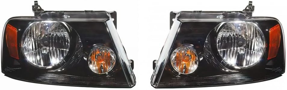 Headlight Assembly Pair with Black Housing O143
