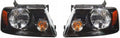 Headlight Assembly Pair with Black Housing O143