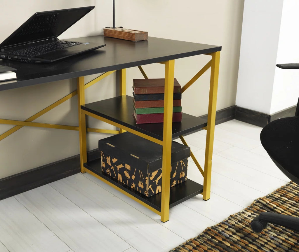 Black 47" Wooden Top Writing and Computer Desk A626017