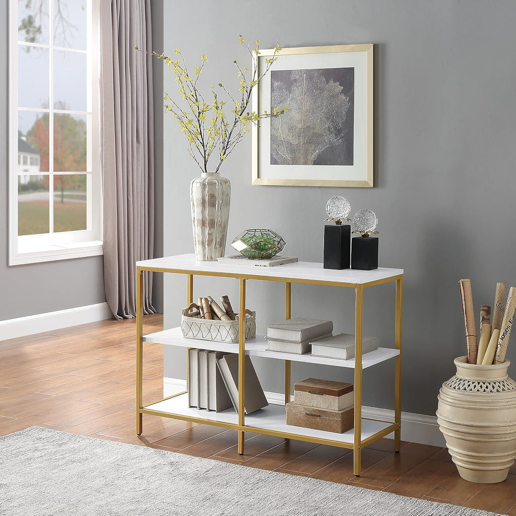 White Double 3 Shelf Bookcase and Credenza D41461
