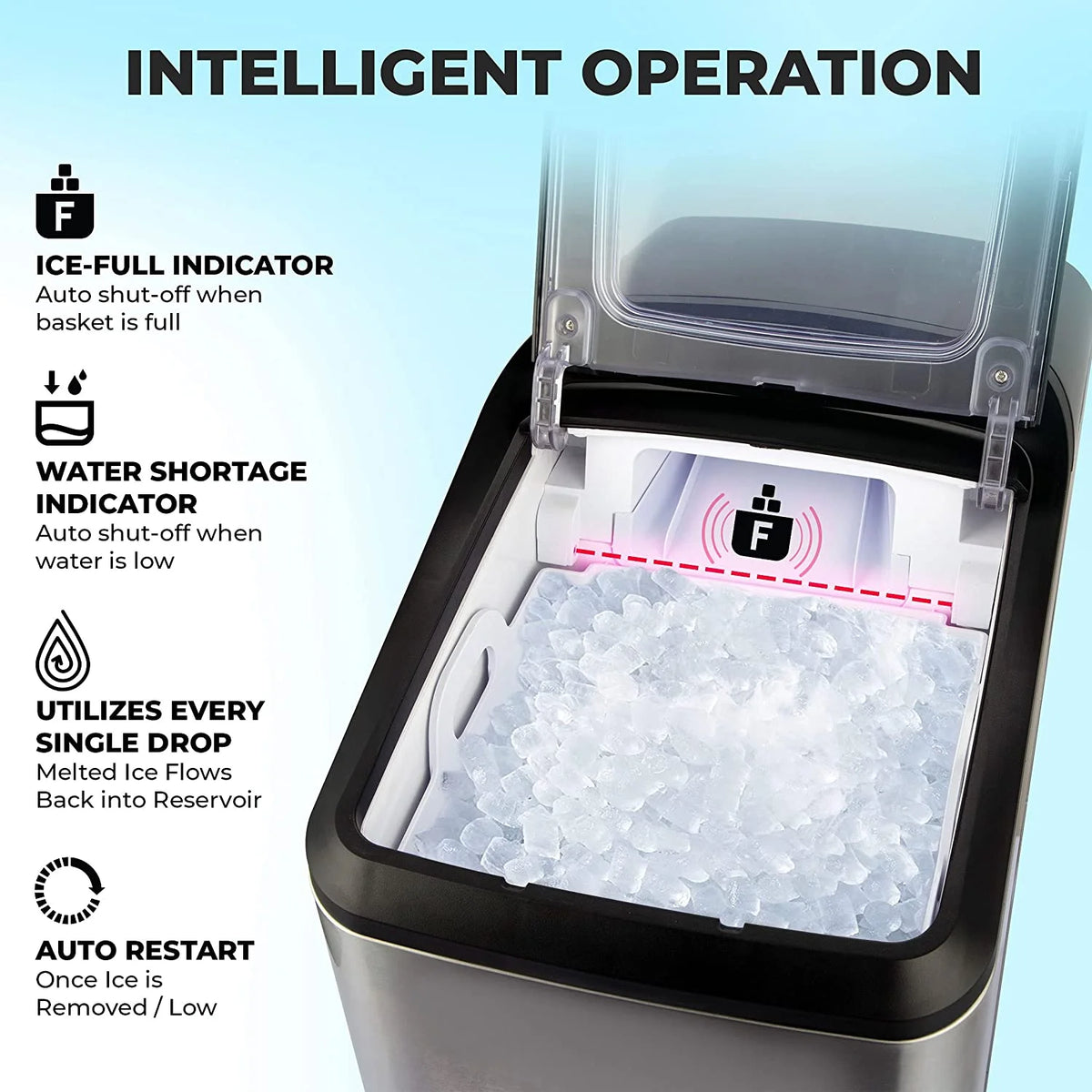 Countertop Stainless Steel Nugget Ice Maker F90679