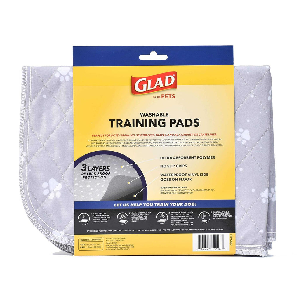 Washable Training Pads Size 2 Pack Gray with Paw Prints Z376522