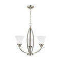 3-Light Shaded Classic Chandelier Brushed Nickel V159