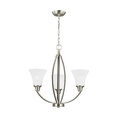 3-Light Shaded Classic Chandelier Brushed Nickel V159