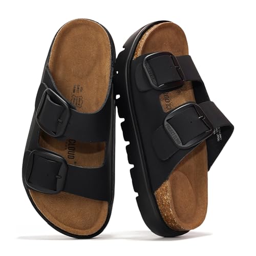 Genuine Leather Platform Sandals with Memory Foam Insole H778