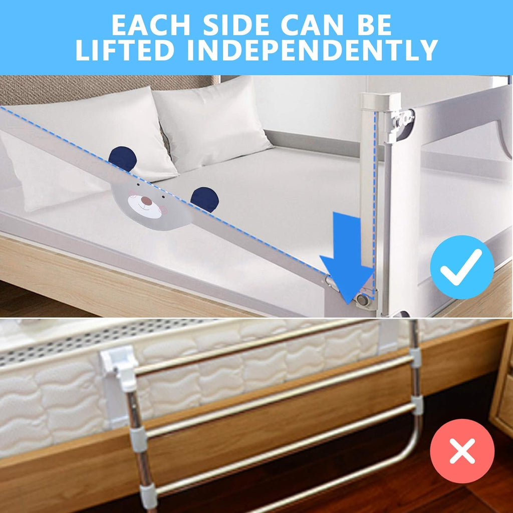 Extra Tall Collapsible Double Lock Bed Rails for Toddlers Queen Size C106