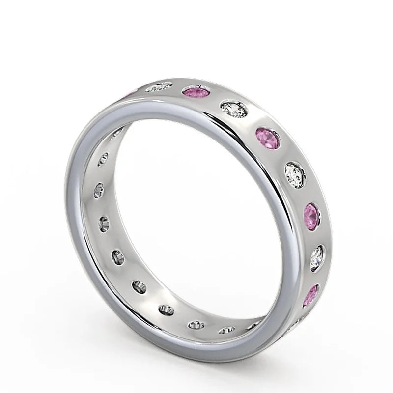 14K White Gold Eternity Band with Pink Sapphire Diamond L4631