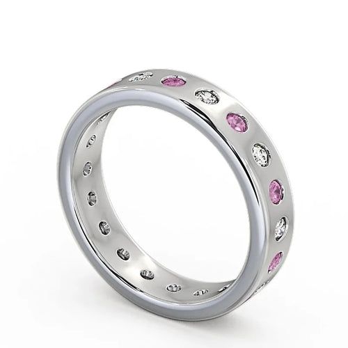 14K White Gold Eternity Band with Pink Sapphire Diamond L4631