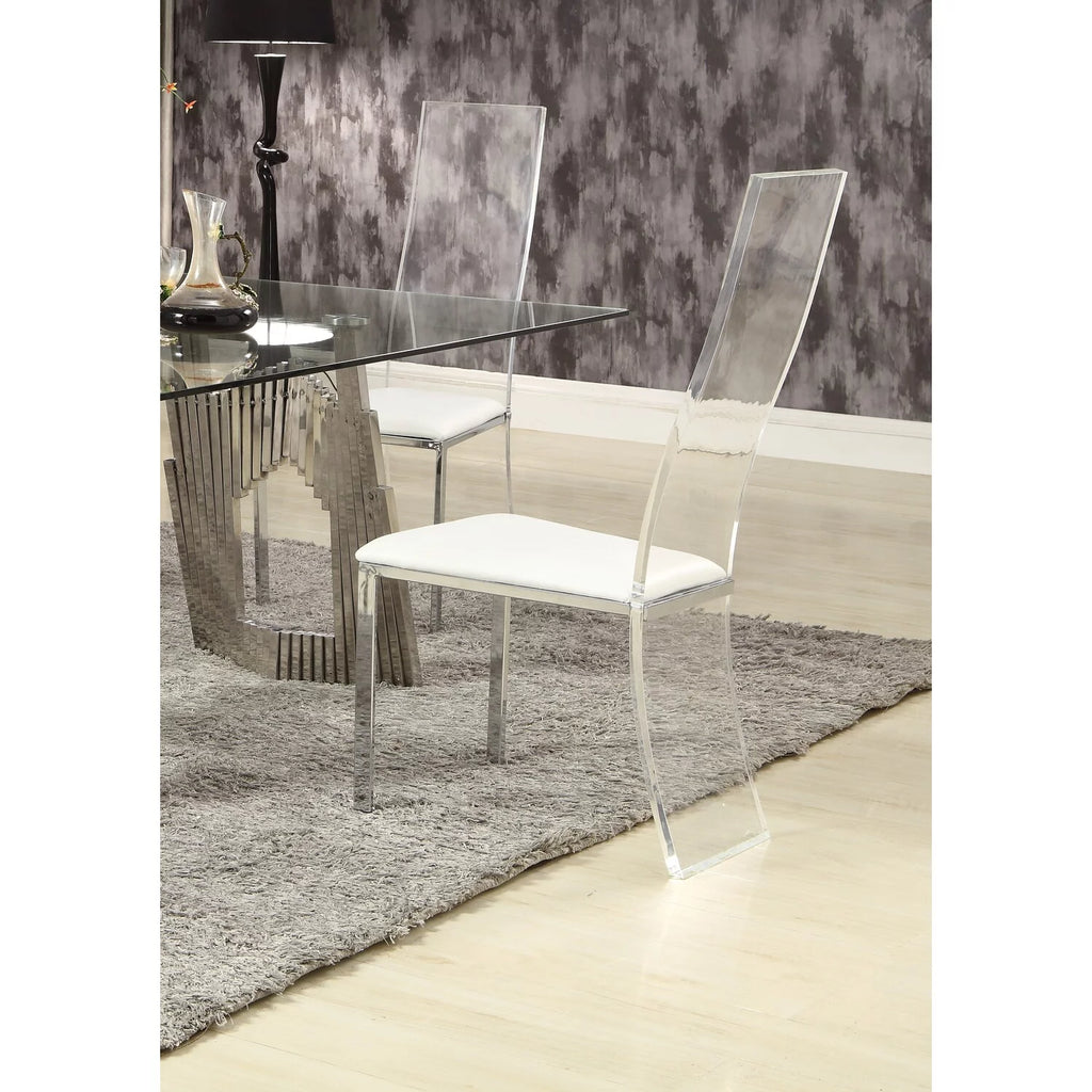 Acrylic High-Back Upholstered Side Chair, Set of 2 V68075